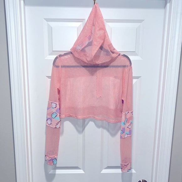 Pusheen mesh long sleeve shirt active crop jacket PINK activewear pastels cat - Picture 8 of 8
